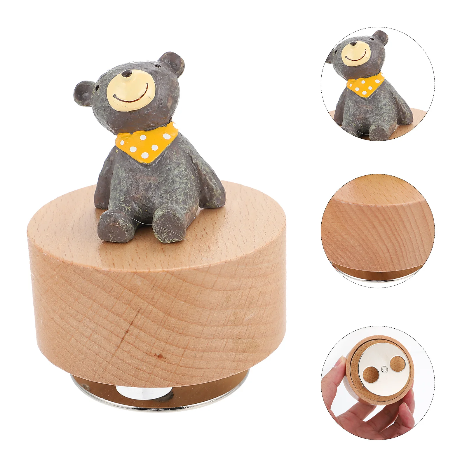 

Cartoon Bear Music Box Rotatable Wooden Iron Cute Room Decoration Creative Gift for Valentine's Day