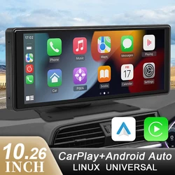 カーミラービデオプレーヤー,ユニバーサル,ワイヤレス,CarPlay,Android,自動スクリーン,Bluetooth, AUX, USB, 10.26インチ