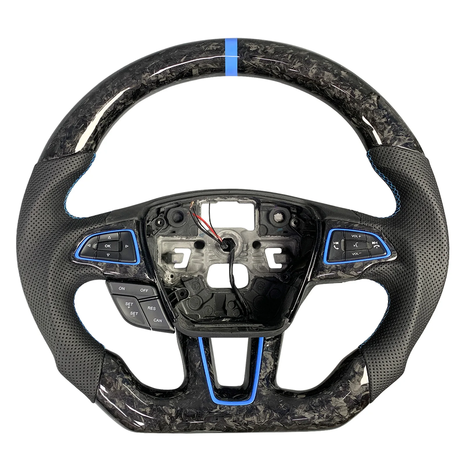 ZJZ For Ford Focus MK3 2015-2018 ST RS Customized Forged Carbon Fiber Leather Steering Wheel Support Heating LED Rpm Display