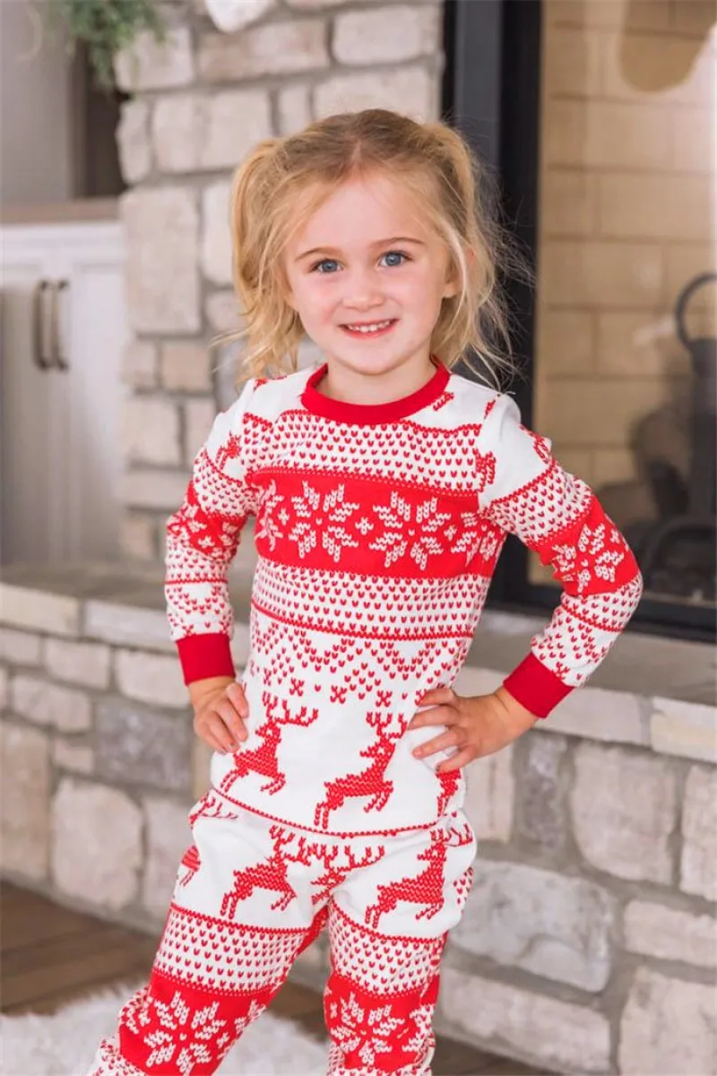 New Christmas element printed parent-child outfit set Elk Print home decor and home pajamas clothing set