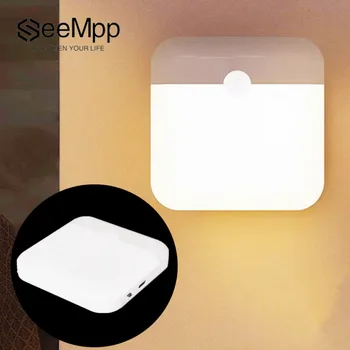 PIR Hareket Sensörü LED Gece Lambası USB Şarj Edilebilir Gece Lambası Kablosuz Dolap Işık Mutfak Dolabı Merdiven Dolap Lambası