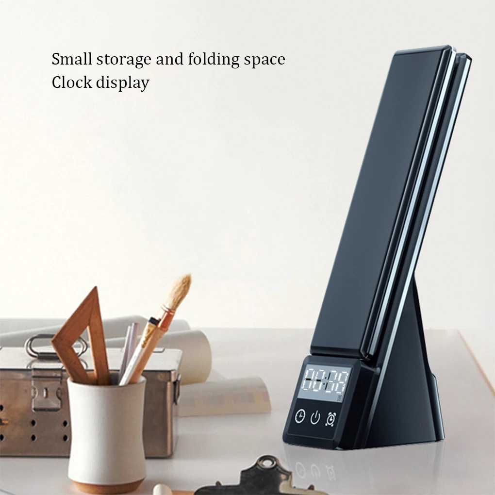Wireless LED Table Lamp Foldable Smart Alarm Clock Eye Protection Light Fast Charging Charger Stand Station Office