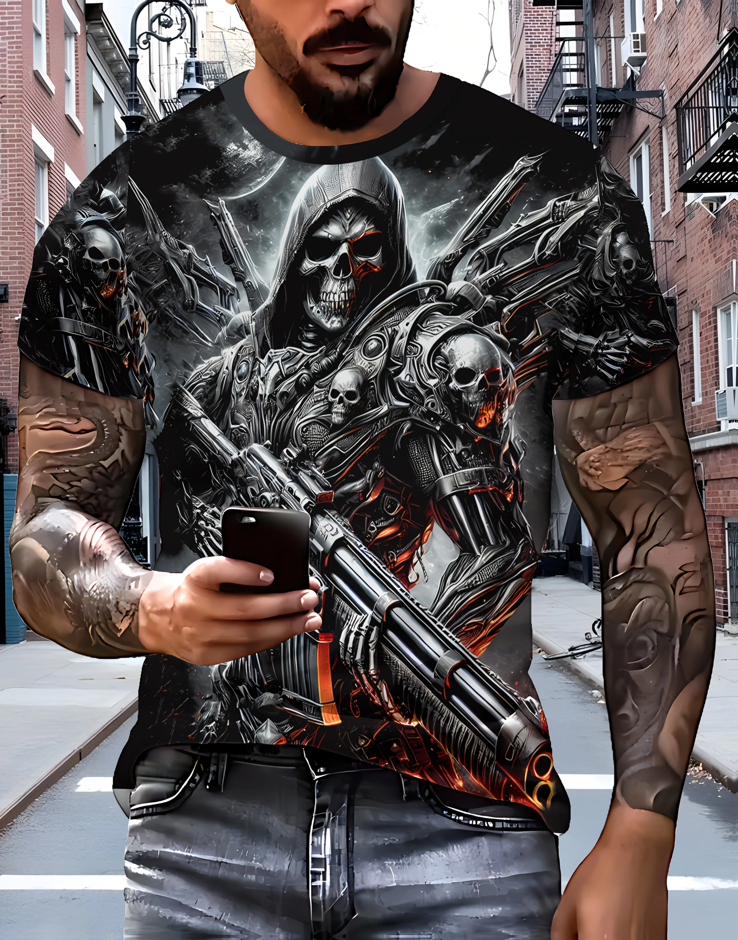 

Funny 3D Skull Print Men's T Shirt Hip Hop Trend Harajuku Streetwear Fashion O-neck Short Sleeve Tops Casual Breathable Clothing