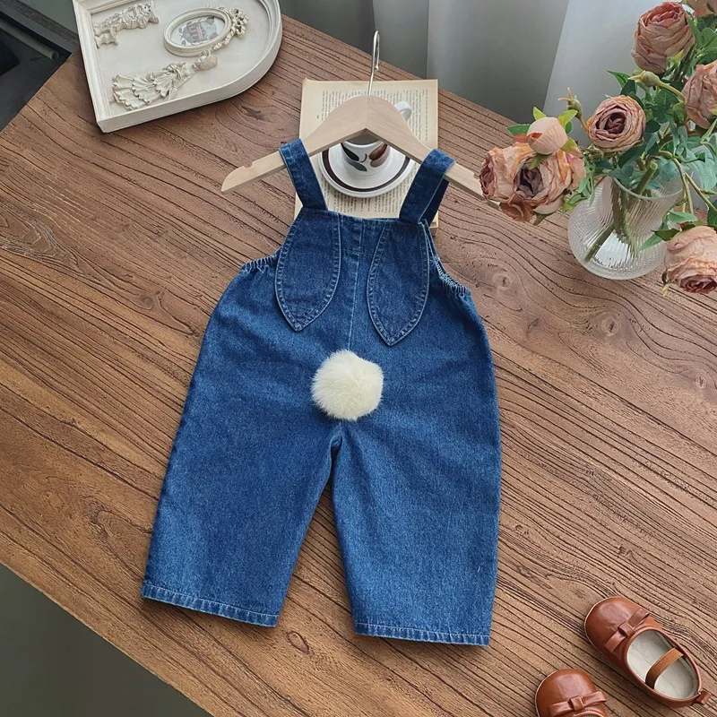 Baby Clothes Spring and Autumn Korean Style Infant and Toddler Sleeveless Sling Jumpsuit Baby Soft Denim Sling Outing Crawl Suit