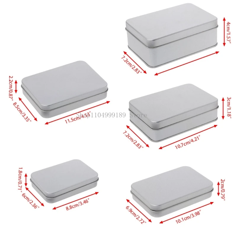 

Metal Rectangular Storage Box Container with Lid, Small Tin Boxes Empty Containers Silver Storage Box Case Organizer Drop ship