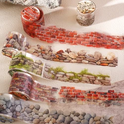 40mm*2m PET Tapes Stone wall path DIY Scrapbooking Decor Photo Album Collage Junk Journal Materials Aesthetics Tapes