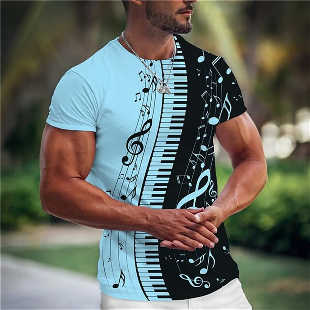 Fashion Oversized Men T-shirt Music 3d T Shirt Black White Streetwear Casual Short Sleeve Summer Men's Clothing Party Tees Tops