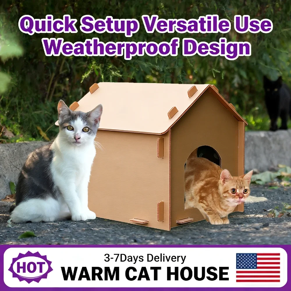 

Waterproof Insulated Outside Cat House Warm Foldable Collapsible Cat Shelter Four Season Pet House for Indoor Outdoor Stray Pets