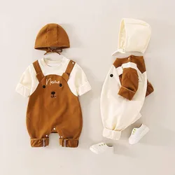 Custom Cartoon Spring And Autumn Newborn Jumpsuit, Embroidered Korean Version Full Moon Children Fashionable Mountaineering Suit