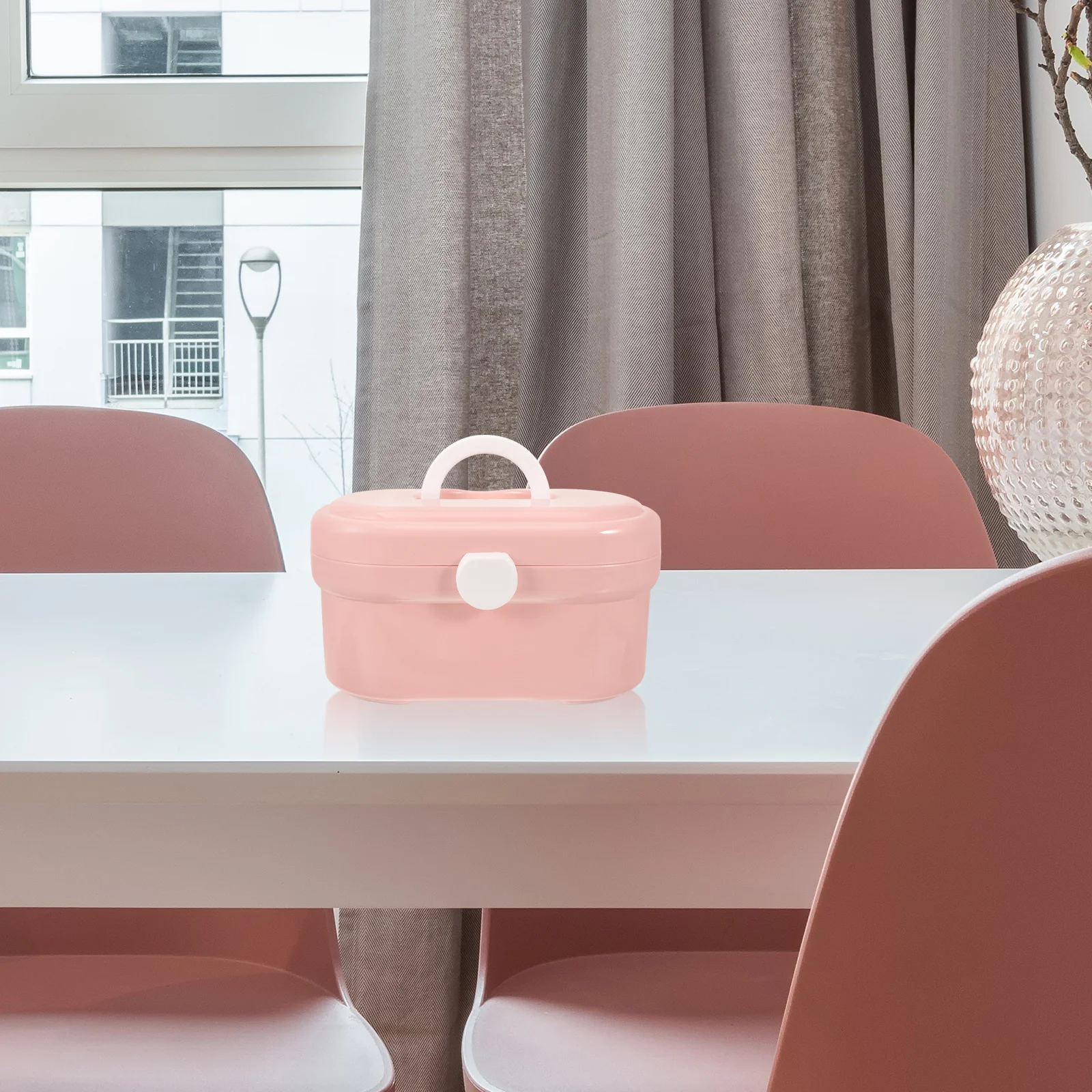 منظم تخزين الأدوية الوردي المحمول، صندوق دواء بطبقة مزدوجة، حقيبة إسعافات أولية مقاومة للصدمات، حجم صغير، سعة كبيرة #3