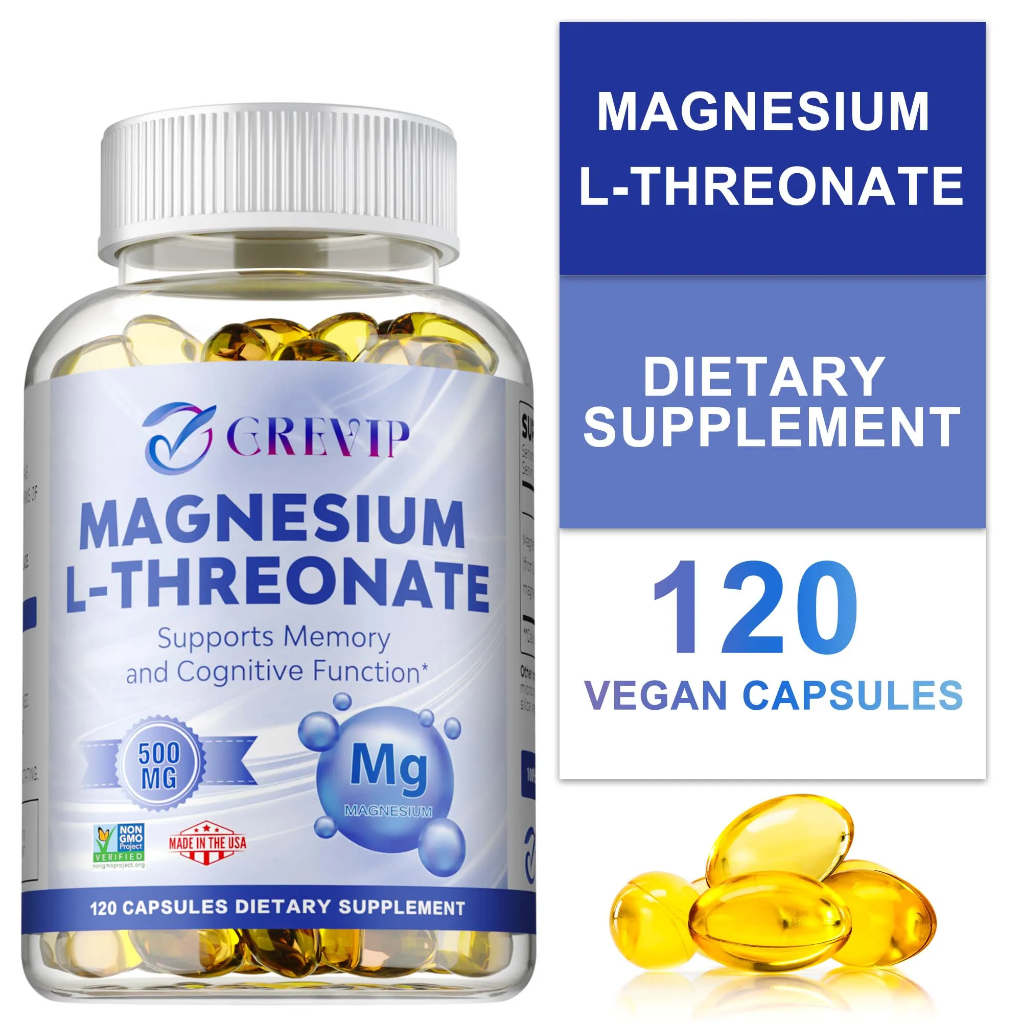 

Magnesium L-Threonate - Reduces Fatigue, Brain Health, Enhanced Memory & Mental Clarity, Improve Sleep Quality, Increased Energy