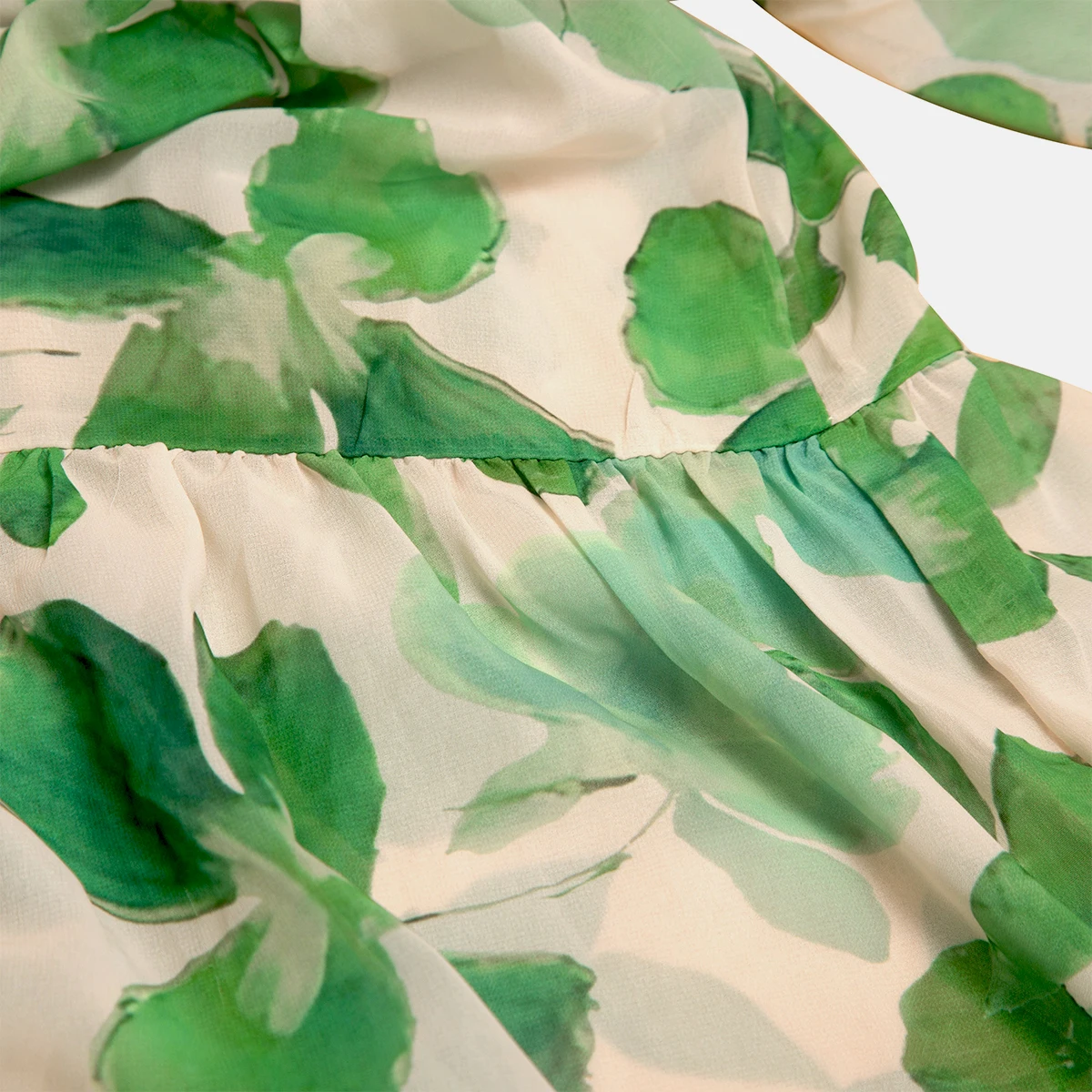 فستان CHCH النسائي 2025 ربيع جديد بأكمام طويلة وياقة زهرة خضراء للإجازة