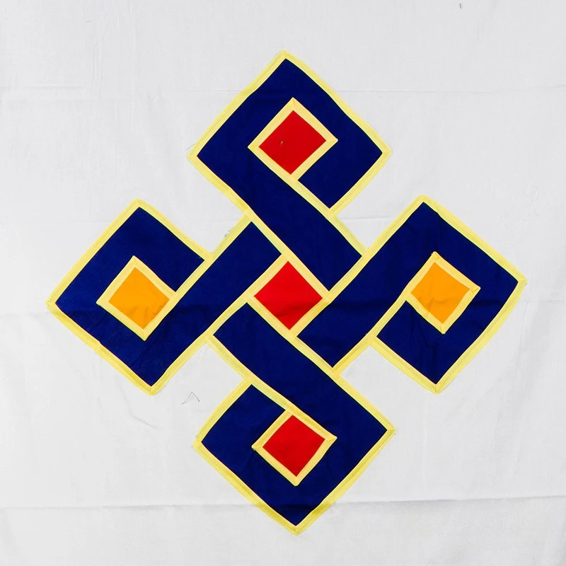 Tibetan Buddhist Door Curtain Handmade Cotton Fabric with Auspicious Knot Embroidery Hanging Decor - view 2