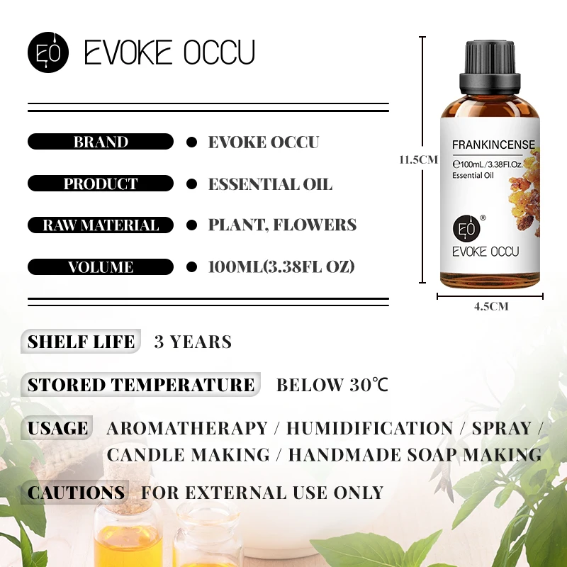 EVOKE OCCU100ML Ätherische Öle, Lavendel-Vanille-Eukalyptus-Jasmin-Rosen-Minzeöl für Diffusor, Luftbefeuchter, Duftkerze, Seife