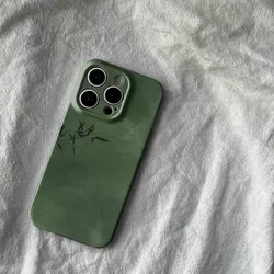 New Chinese Style Bamboo Forest Green Case for IPHONE 16 15PRO MAX 14 13 MINI 15PLUS 12 11 Case Acrylic Hard Mobile Phone Cases
