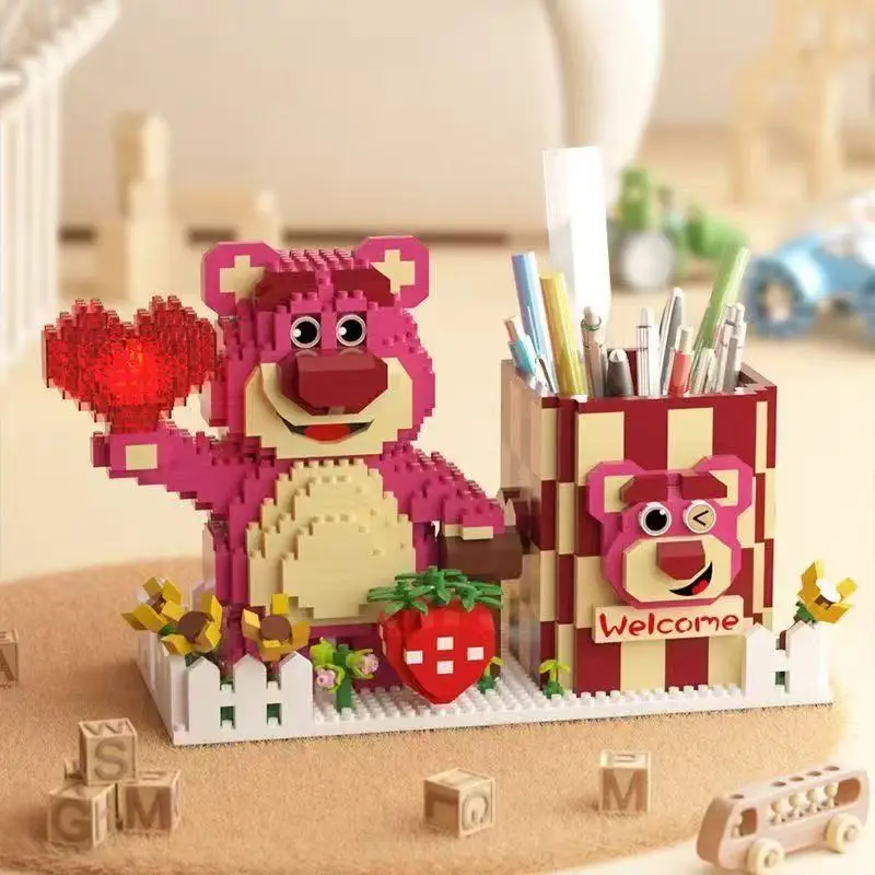 

Panda Swing Pen Holder Strawberry Building Blocks Puzzle Toy Small Particle Building Blocks Desktop Decoration Children's Gift