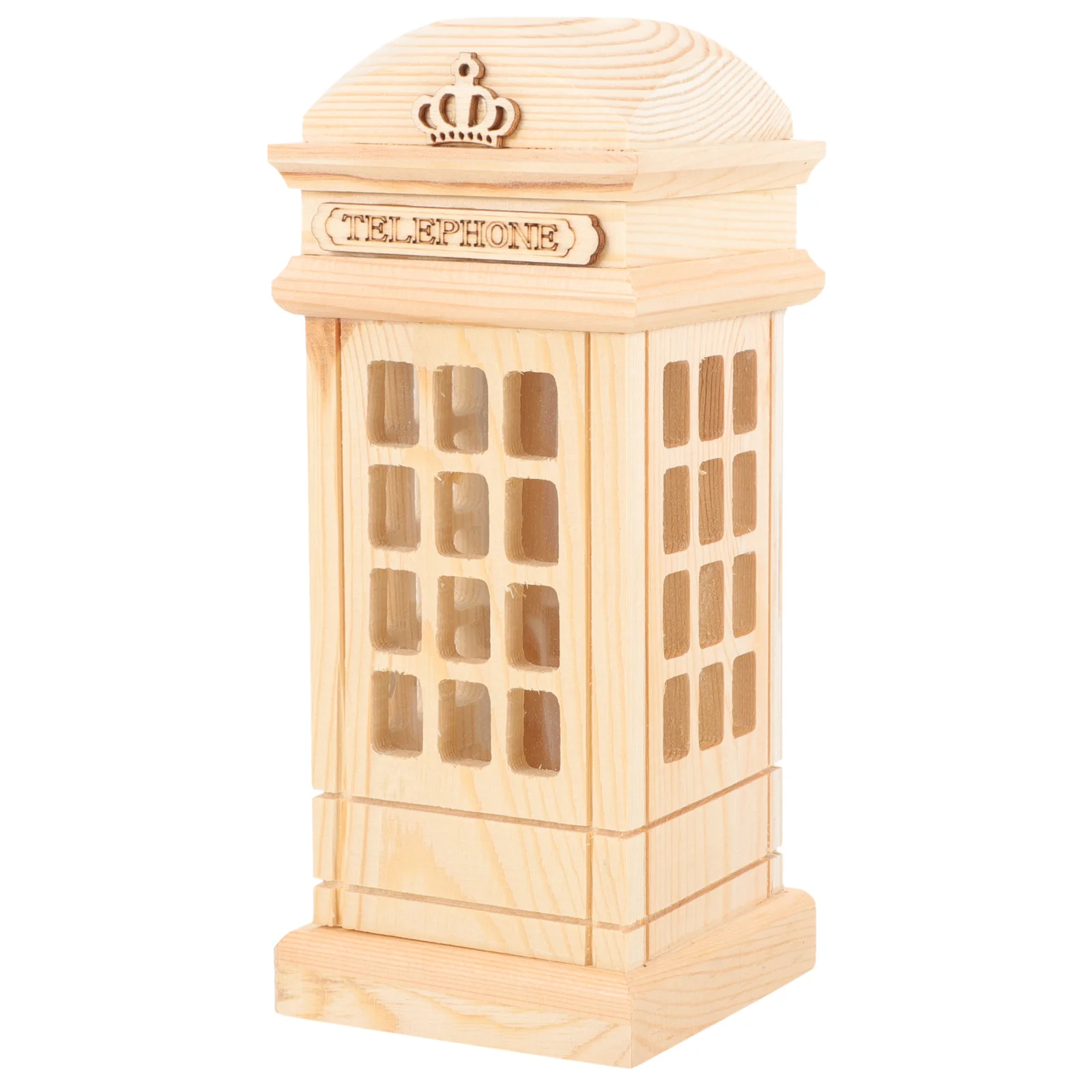 كشك الهاتف أصبع البنك فارغة خشبية على شكل عملة البنك DIY الحرف الاطفال توفير المال صندوق جميل سطح المكتب زخرفة