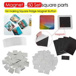 50Set 50*50MM Square Fridge Magnets Making Parts for DIY Refrigerator Decoration Badge Button Maker Machine Accessories