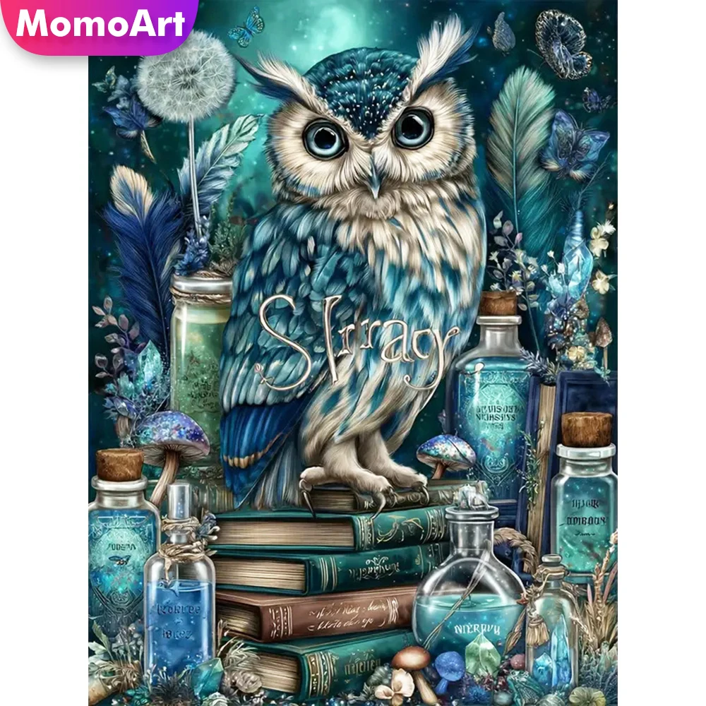 

Momoart Diamond Painting Owl Animal Acrylic Craft Supplies DIY Mosaic Bird Full Square Round Diamond Embroidery Book Wall Art