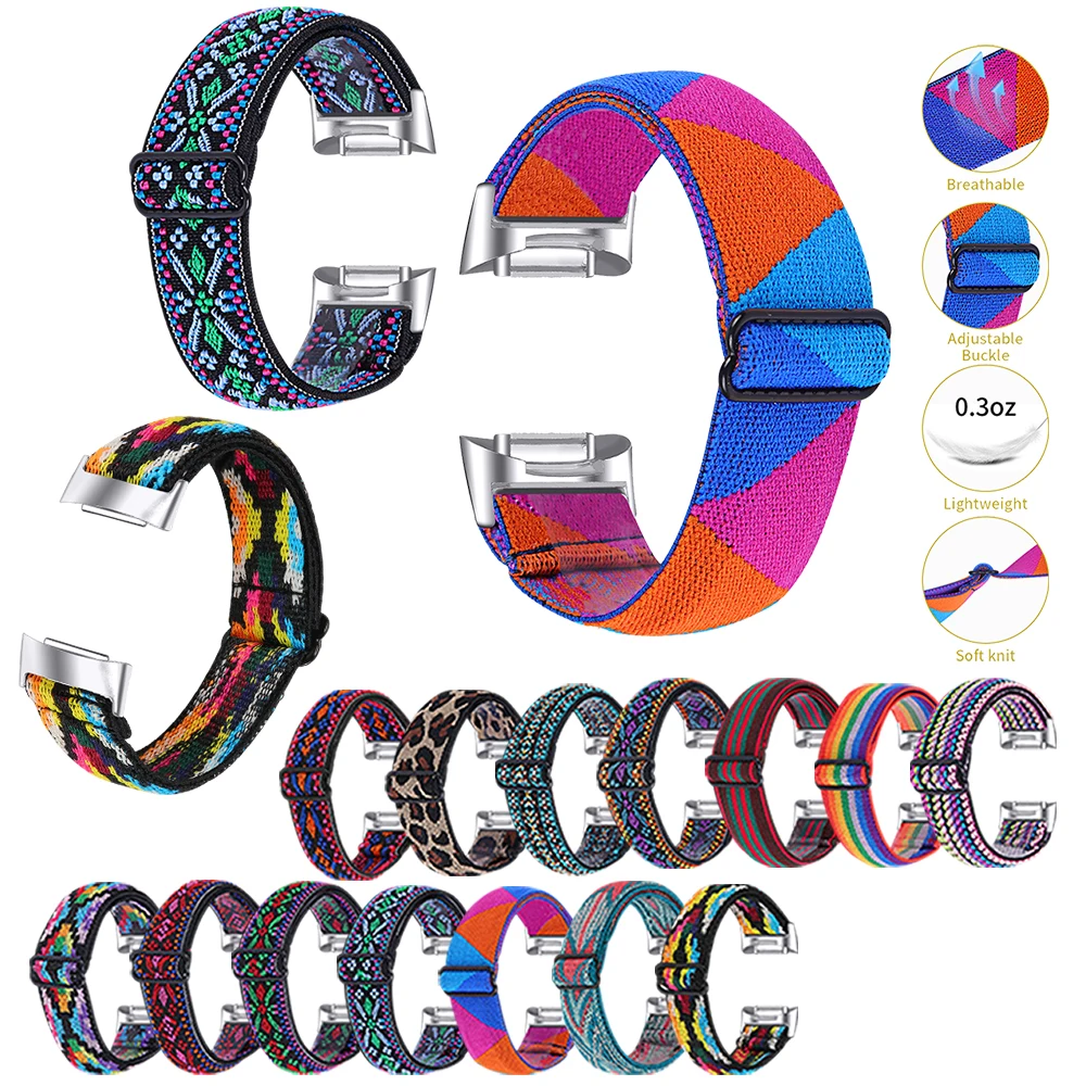 

Ремешок, совместимый с ремешком Fitbit Charge 6, эластичный принт, мягкий дышащий модный браслет для Fitbit Charge 5 6, сменный ремешок