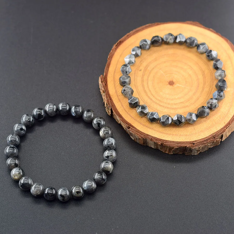 Irregular Beads Classic Black Labradorite Bracelet Men Original Natural Flash Stone Bracelet for Women Improve Sleep Quality