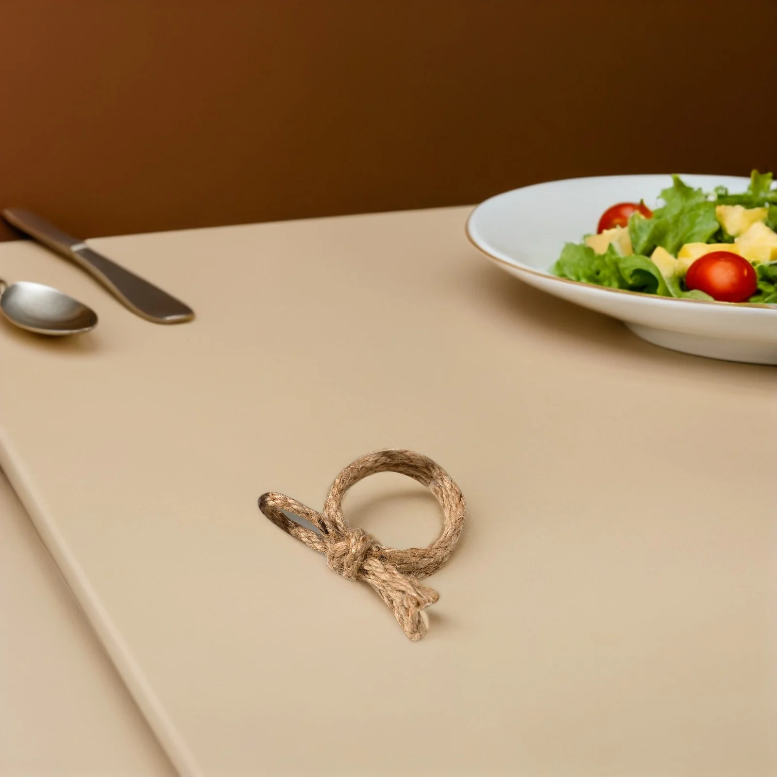 

6pcs Jute Napkin Rings Bohemian Bowknot Design Rustic Wedding Party Holiday Table Setting Decorative Napkin Holders