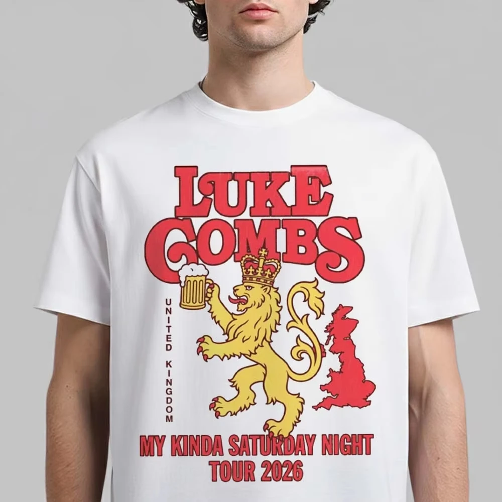 Luke Combs My Kinda Saturday Night United Kingdom Tour 2026 Merch Tshirt Cotton Unisex Men‘s Women's T-Shirt Y2k Popular Tee