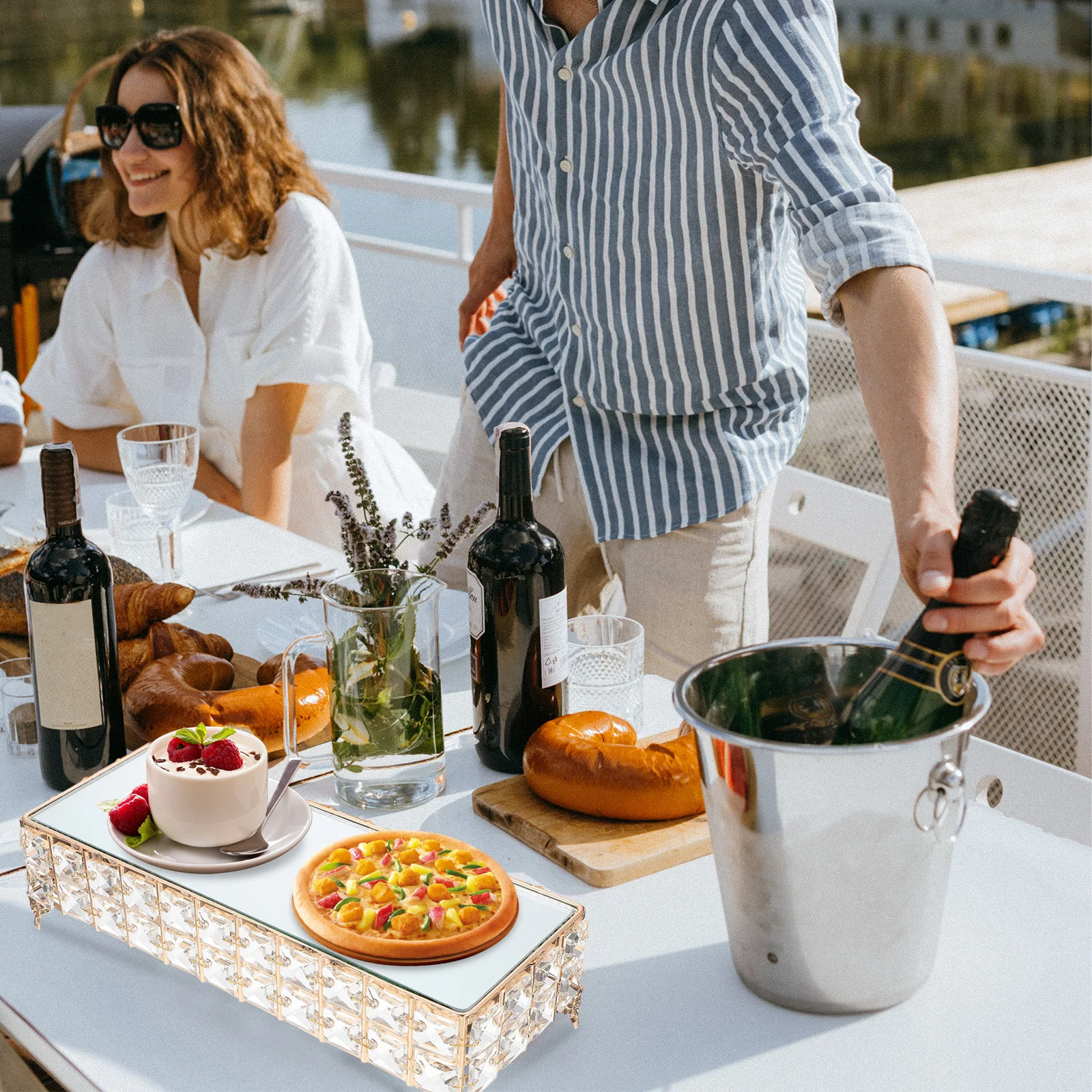 

Mirror Design Cake Stand Food Serving Tray Perfect for Cake Dessert Pastry Snacks Mirror Fruit Plate