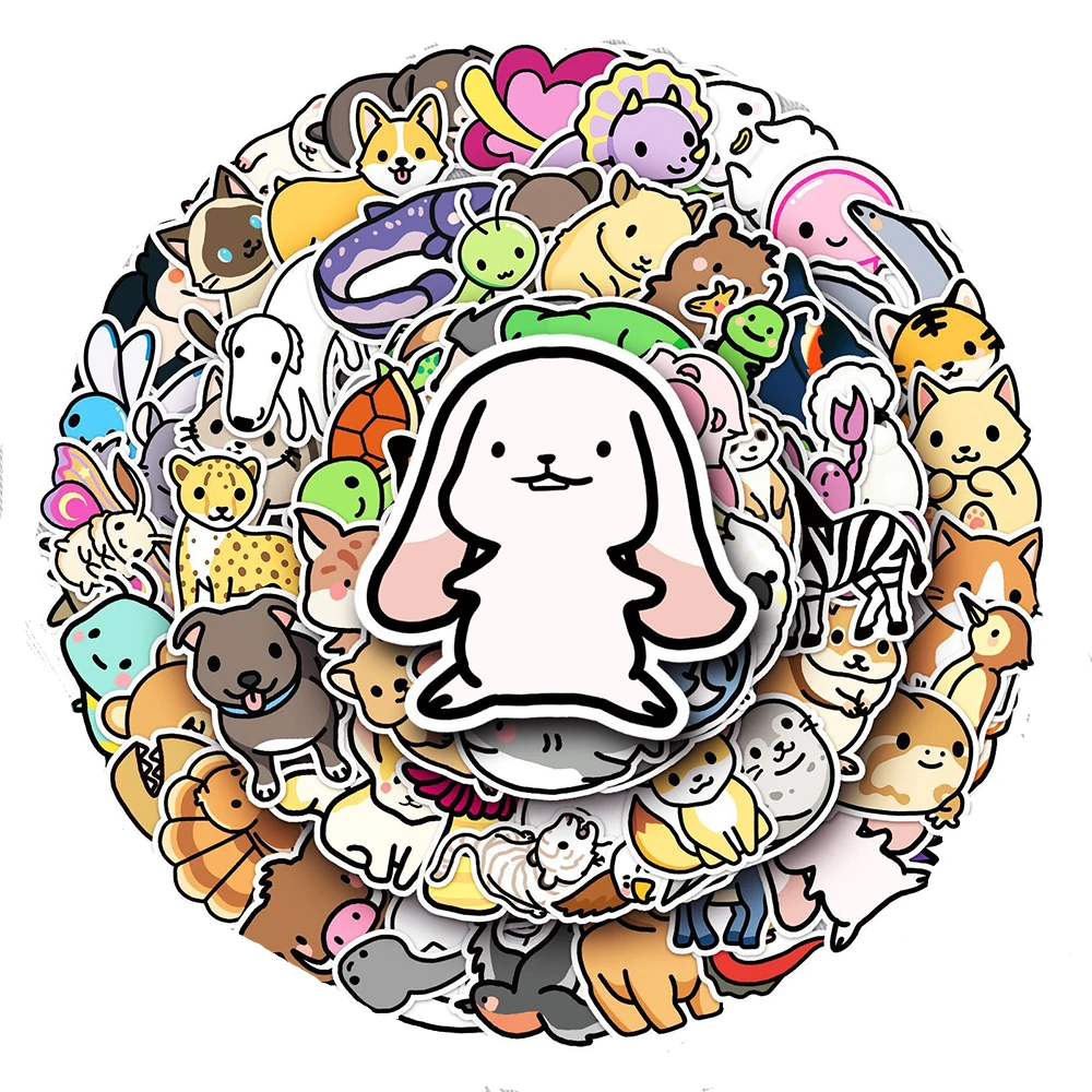 10/30/50/100 szt. Urocze Naklejki z Zwierzętami, Kreskówkowe Naklejki Kawaii Anime Graffiti, Naklejki DIY na Laptopa, Artykuły Papiernicze, Telefon, Klasyczne Naklejki Zabawki, Zestaw