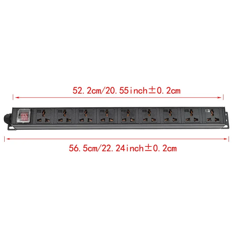 PDU Power Strip socket Network cabinet rack aluminium alloy16A/4000W 9AC 10A Universal Socket With  2m extension cable