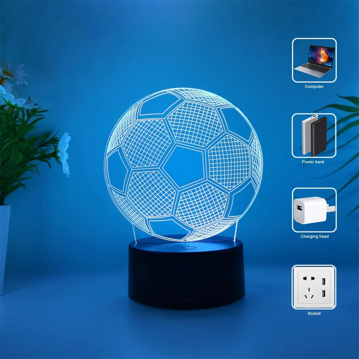 1 football 3D night light, Fathers Day, holiday gift table light for family, atmosphere light, companion sleep light. Jellyfish