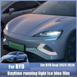 For BYD Seal 2023 2024 Daytime running light color changing film ice blue headlight film Decorative stickers Exterior