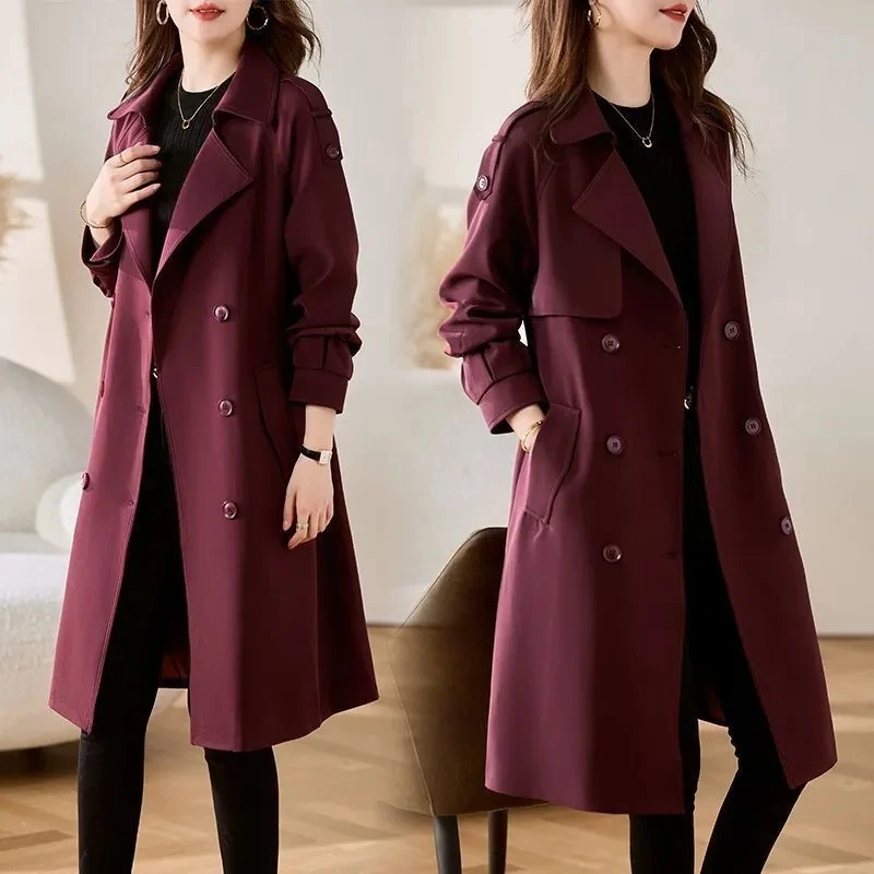 Spring Autumn 2026 Korean Fashion Loose Women's Trench Coat Temperament Elegant Be All-match Female Windbreaker Outwear