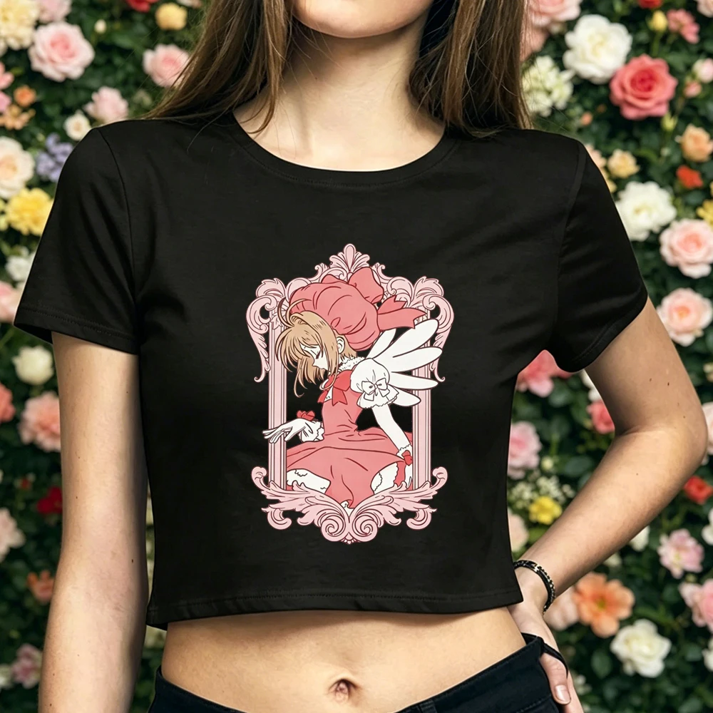 Cardcaptor Sakura cropped top girl 2000s vintage korean fashion meme scene  tshirt gothic dollette cutecore goth gyaru