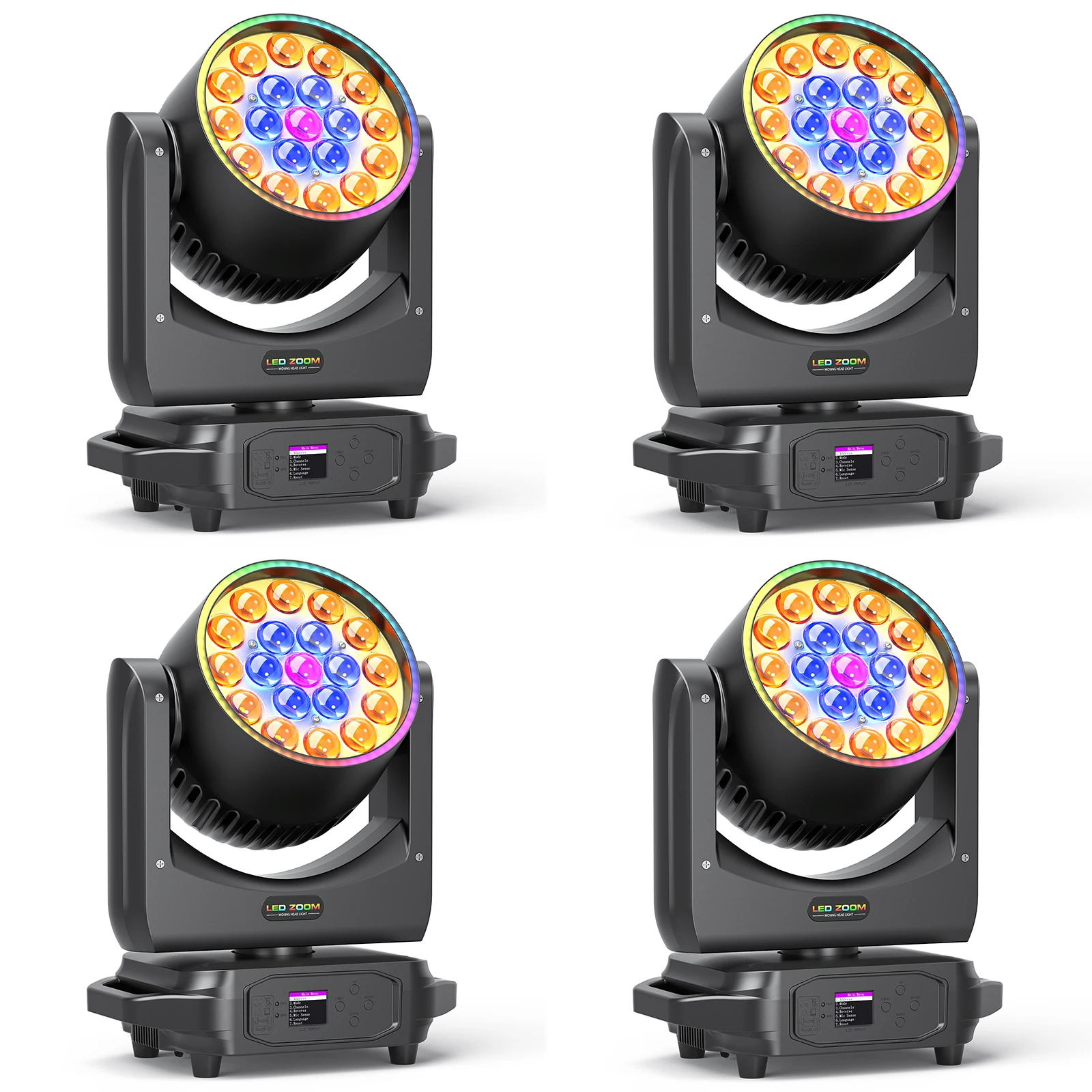 

Yiflamefly 4 шт. 19x20 Вт Светодиодные светильники с подвижной головкой RGBW 16/24 канала 4 в 1 сценические светильники DJ Light Рождественский бар Дискотека Вечеринка Хэллоуин Деко