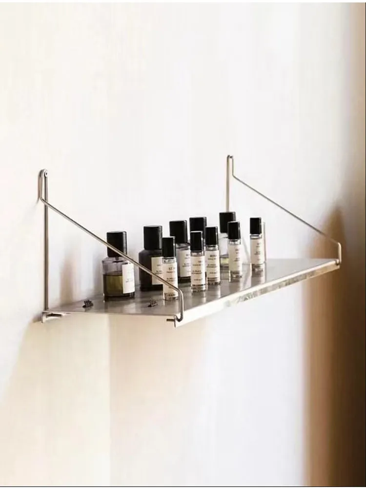 & Stainless Steel Nordic Triangular Wall-mounted Non-folding Shelf Decorative Rack Wall-hanging Storage Unit Display Stand Shop