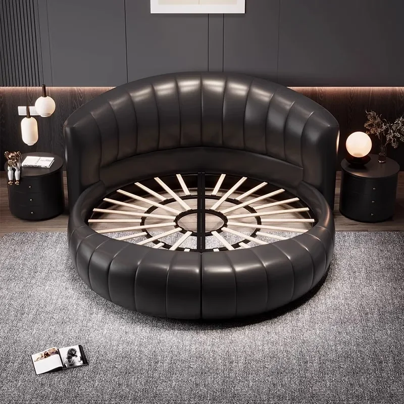 Materac do łóżka King Size z luksusowej skóry, nowoczesny design, łóżko dla dorosłych, łóżko loftowe, okrągłe łóżko, łóżko pojedyncze, łóżko queen size, Camas De Dormitorio, meble do sypialni