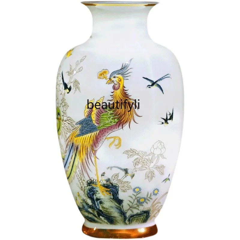 Jingdezhen Ceramic Vase Gold Painting Home Living Room Entrance Flower Arrangement Decoration Ornaments