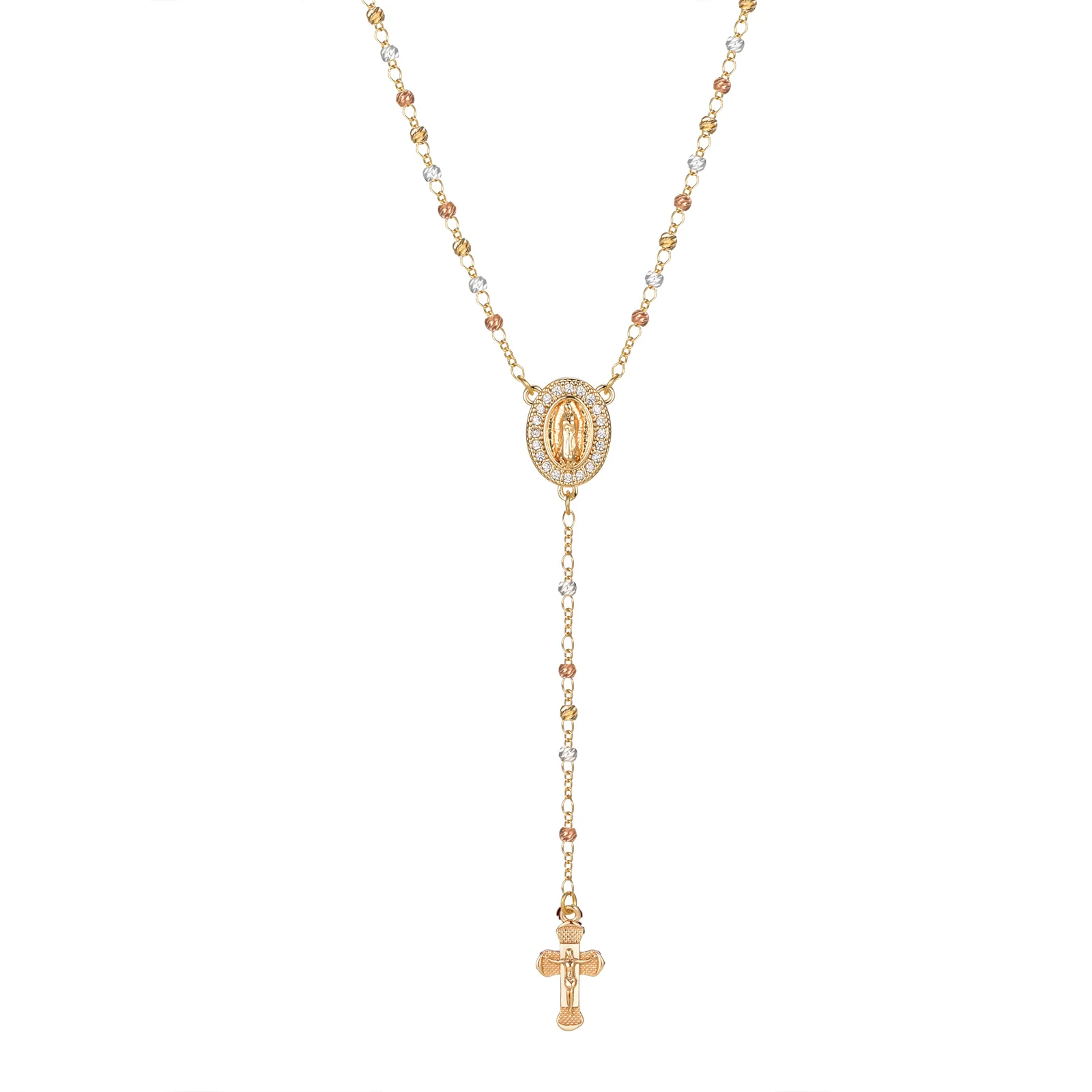 Ожерелье из бусин Девы Марии/ст Бенедикта для женщин, ожерелье с крестом Иисуса Богоматери Гваделупской Y, христианские украшения