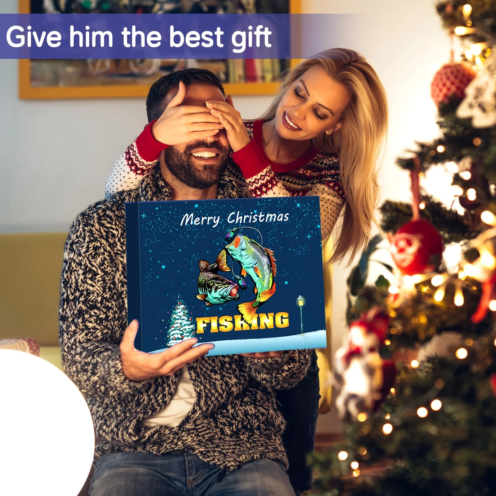

1 Set of Classic Christmas Fishing Adventure Calendar - 2025 Christmas 24-Day Countdown, with Surprise Soft Bait Gift Box Fish Lure
