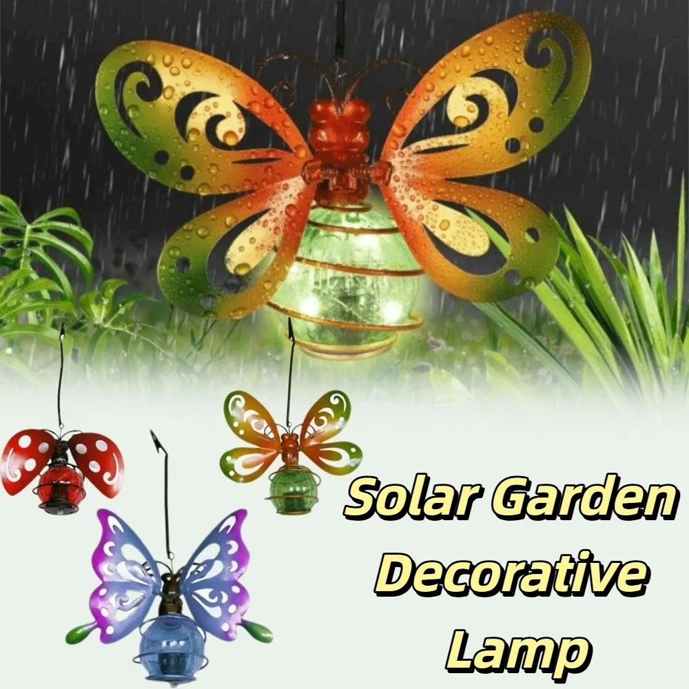 Auto On/Off Solar Butterfly Lantern 7-8H Lighting Waterproof IP65 Waterproof Lamp 8H Lighting Butterfly Design Solar Lantern