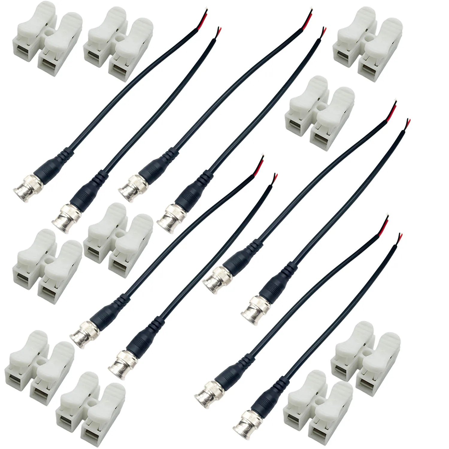 10pcs BNC Male Plug Tail Line Q9 Connector Wire Terminal Pigtail Video Cable for Monitor Camera CCTV Camera