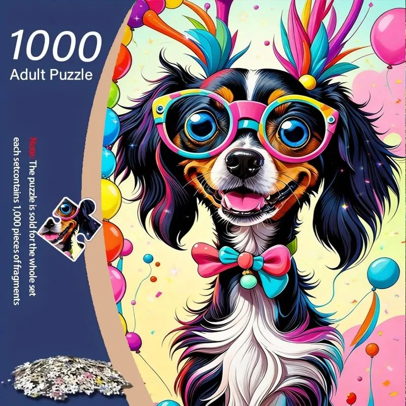 

1000pcs Colorful Cartoon Dog Puzzle | Portable Jigsaw, 27.55×19.69 Inches Cardboard Puzzle, Fun & Relaxing for Adults, Couples