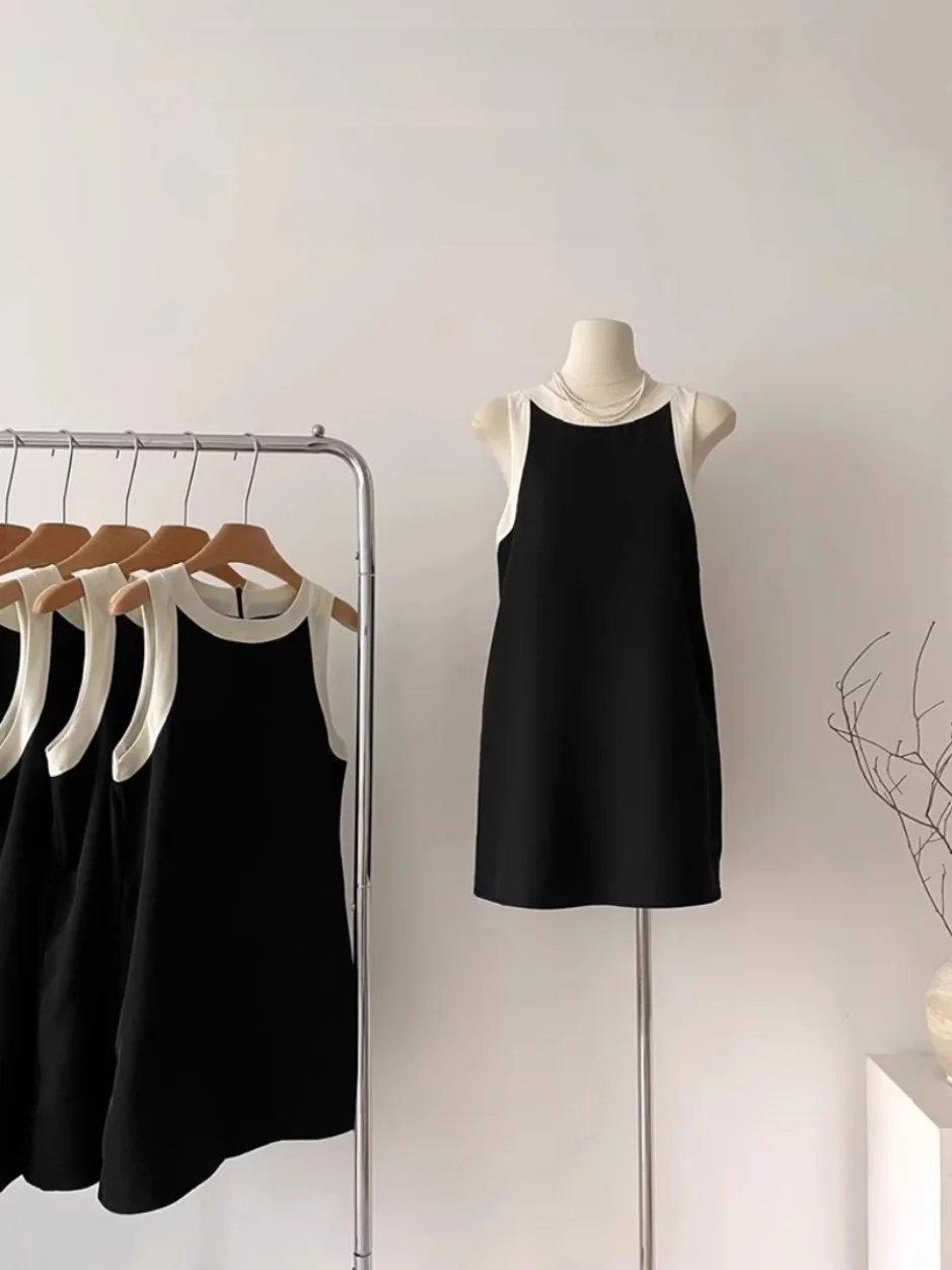 

plus Size Vest Dr A-Line Skirt Women's Sle 300 Pou Slimming Effect Casual Wear round Ne ort Dr