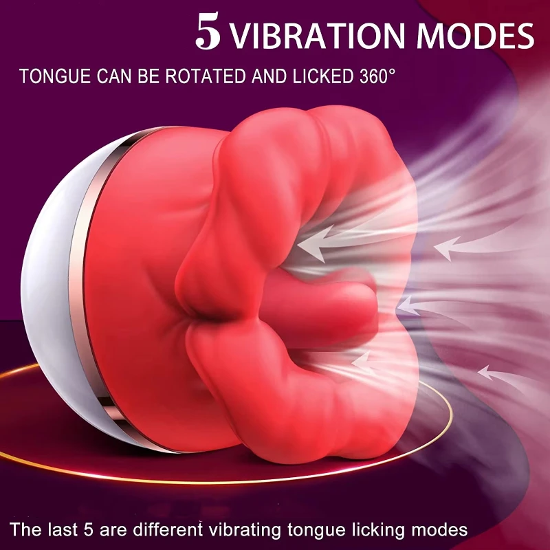1pc Rose Red Lips Vibrator Vagina Tongue Clitoral Stimulator g-spot Massager Female Masturbator Adult Erotic Products view 6