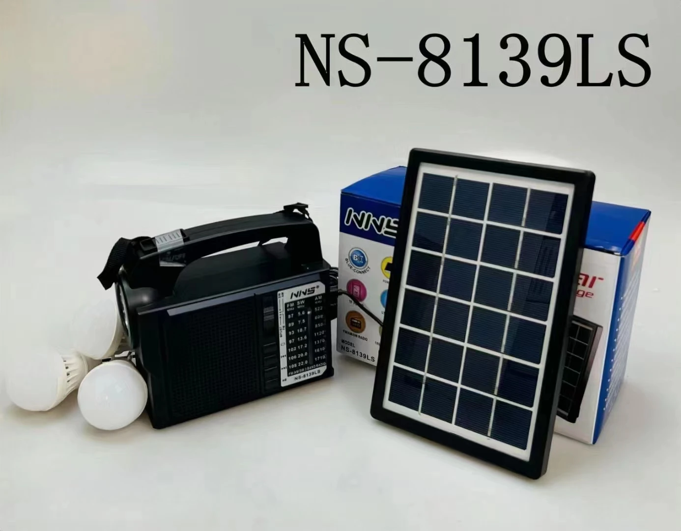 NNS NS-8139LS Outdoor Solar Radio 5v USB Power Bank Radio Two-way Emergency Light Radio