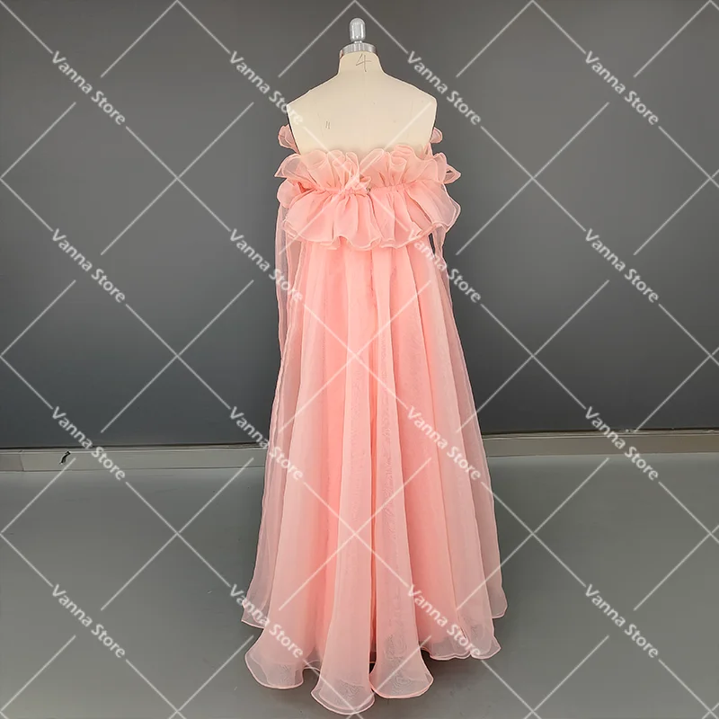 Off Schulter Ruffled Ausschnitt Schwangere Foto-shooting Brautkleid Nach Maß EINE Linie Reich Taille Organza Mutterschaft Fotografie Kleid