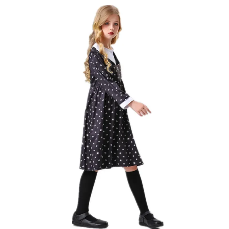 

Cosplay Black Dress For Kids Wednesday Addams Family Costume For Halloween 2024