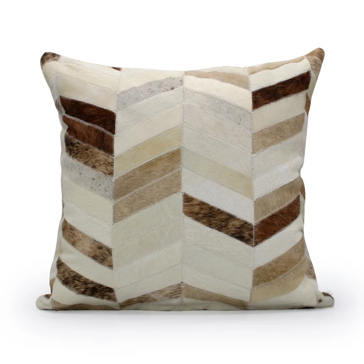 Custom Decorative Cow Hide Throw Pillow Cover Cowhide Patchwork Designer Luxury Cushion Cover