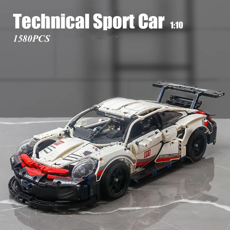 1580PCS Technical 1:10 Classic 911 RSR Sport Car Building Blocks MOC Assemble Bricks Toy Gift For Children Kids